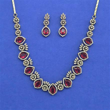 Cz Classic Necklace Set With Mehndi Plating