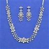 Cz Classic Necklace Set With 2 Tone Mehndi Rhodium Plating