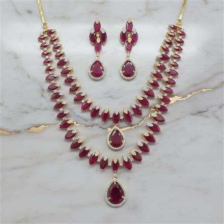 Cz Classic Necklace Set With 2 Tone Plating