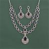 Cz Classic Necklace Set With Rhodium Plating