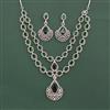 Cz Classic Necklace Set With Rhodium Plating