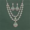 Cz Classic Necklace Set With Rhodium Plating