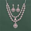 Cz Classic Necklace Set With Rhodium Plating
