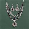 Cz Classic Necklace Set With Rhodium Plating