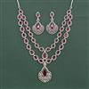 Cz Classic Necklace Set With Rhodium Plating
