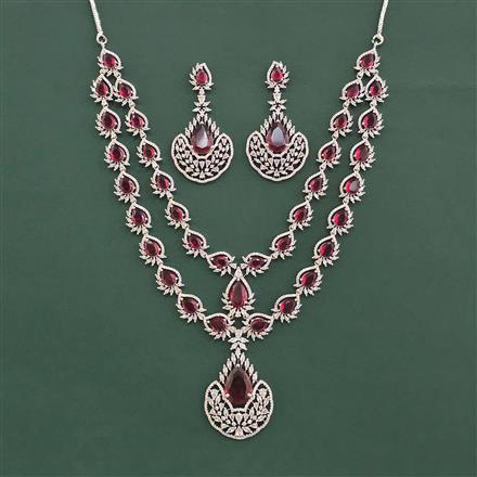 Cz Classic Necklace Set With Rhodium Plating