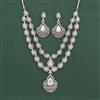 Cz Classic Necklace Set With Rhodium Plating