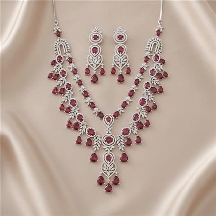 Cz Classic Necklace Set With Rhodium Plating