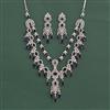 Cz Classic Necklace Set With Rhodium Plating