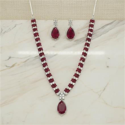 Cz Classic Necklace Set With Rhodium Plating