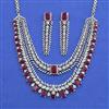 Cz Classic Necklace Set With Rhodium Plating