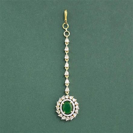 Cubic Zirconia Classic Tikka With 2 Tone Plating