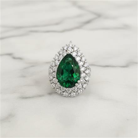 Cubic Zirconia Adjustable Ring With Rhodium Plating