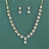 Cubic Zirconia Classic Necklace Set With Mehndi 2 Tone Rhodium Plating
