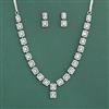Cubic Zirconia Classic Necklace Set With Mehndi 2 Tone Rhodium Plating