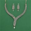 Cubic Zirconia Classic Necklace Set With Mehndi 2 Tone Rhodium Plating