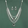 Cubic Zirconia Long Necklace Set With Rhodium Plating