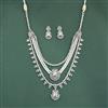 Cubic Zirconia Long Necklace Set With Rhodium Plating