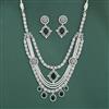 Cubic Zirconia Long Necklace Set With Rhodium Plating