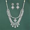 Cubic Zirconia Long Necklace Set With Rhodium Plating