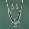 Cubic Zirconia Long Necklace Set With Rhodium Plating