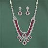 Cubic Zirconia Long Necklace Set With Rhodium Plating