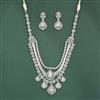 Cubic Zirconia Long Necklace Set With Rhodium Plating