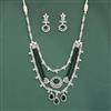 Cubic Zirconia Long Necklace Set With Rhodium Plating