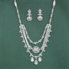 Cubic Zirconia Long Necklace Set With Rhodium Plating