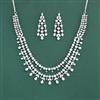 Cubic Zirconia Classic Necklace Set With 2 Tone Rhodium Plating