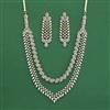 Cubic Zirconia Classic Necklace Set With 2 Tone Rhodium Plating