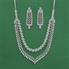 Cubic Zirconia Classic Necklace Set With 2 Tone Rhodium Plating