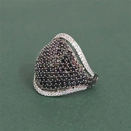 Cubic Zirconia Adjustable Ring With Black Plating