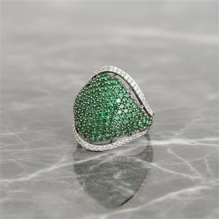 Cubic Zirconia Adjustable Ring With Black Plating