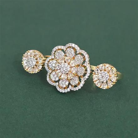 Cubic Zirconia Classic Ring With Carat 2 Tone Rhodium Plating