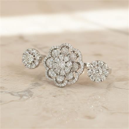 Cubic Zirconia Classic Ring With Carat 2 Tone Rhodium Plating