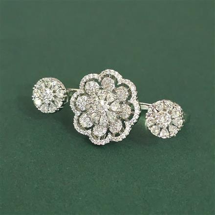American Diamond Classic Ring with Rhodium Plating 2 Tone Plating Mehndi Plating Carat Plating