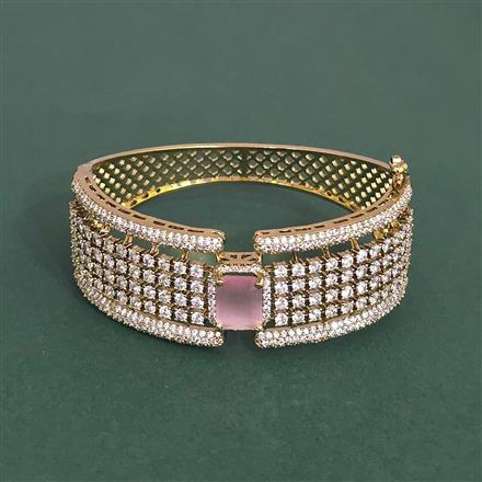 Cubic Zirconia Openable Kada With Mehndi Plating