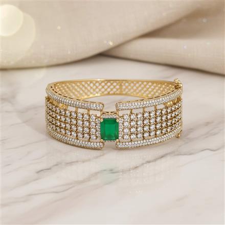 Cubic Zirconia Openable Kada With Mehndi Plating