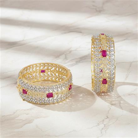 Cubic Zirconia Openable Bangles With 2 Tone Plating