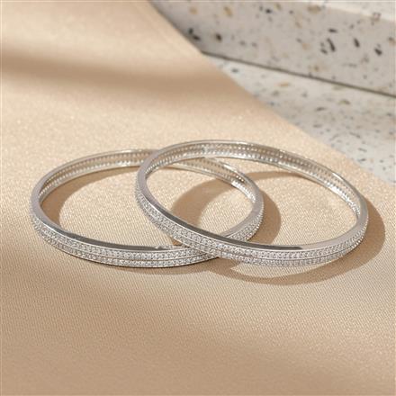 Cubic Zirconia Classic Bangles With Rhodium Plating