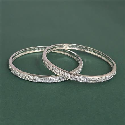 Cubic Zirconia Classic Bangles With Rhodium Plating