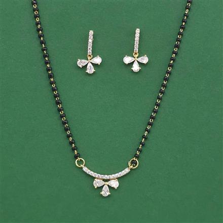 Cubic Zirconia Classic Mangalsutra With 2 Tone Rhodium Plating