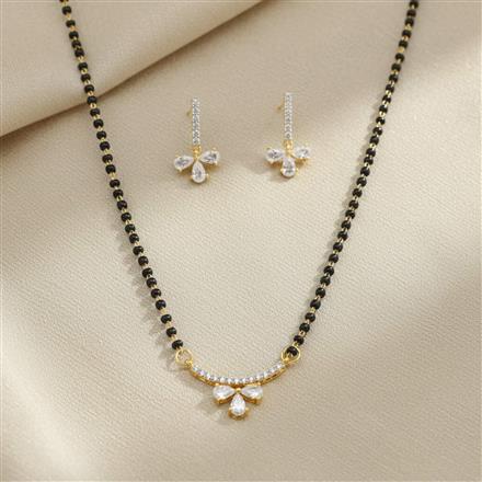 Cubic Zirconia Classic Mangalsutra With 2 Tone Rhodium Plating