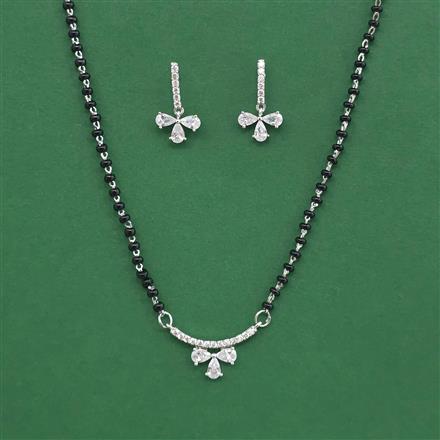 Cubic Zirconia Classic Mangalsutra With 2 Tone Rhodium Plating