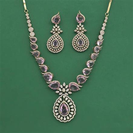 Cubic Zirconia Classic Necklace Set With Mehndi Plating
