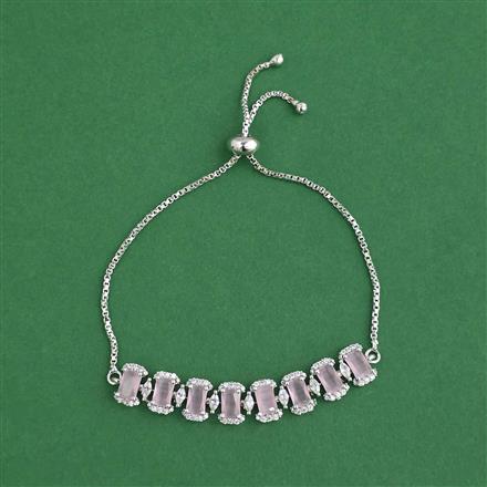 Cubic Zirconia Adjustable Bracelet With Rhodium Plating