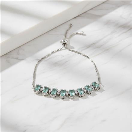 Cubic Zirconia Adjustable Bracelet With Rhodium Plating