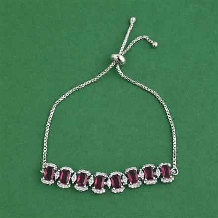 Cubic Zirconia Adjustable Bracelet With Rhodium Plating