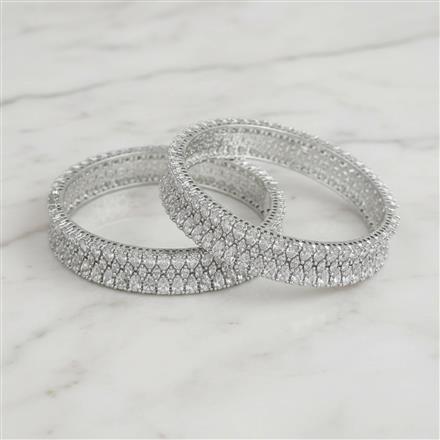 Cubic Zirconia Openable Bangles With Rhodium Plating